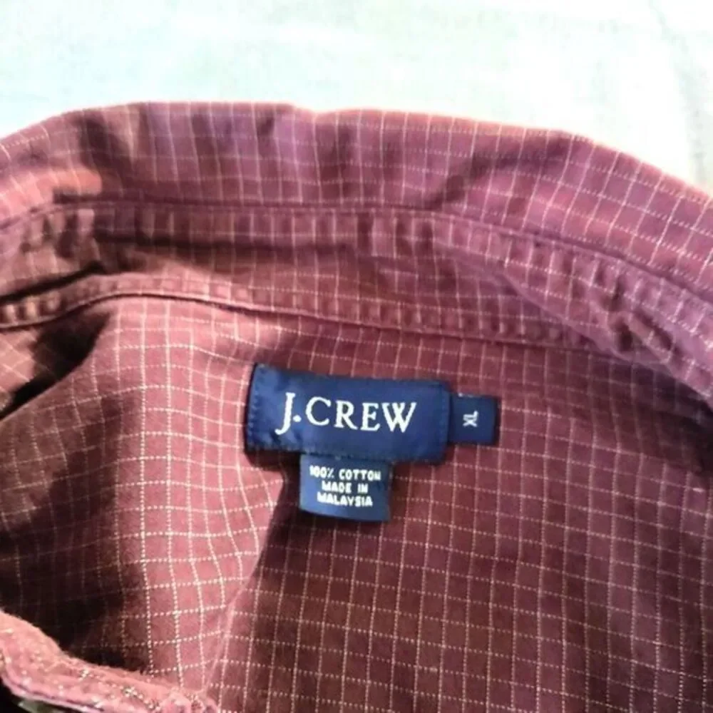 J. Crew Men XL Plaid Check Long Sleeve Cotton Button Down‎ Casual Work Shirt VTG